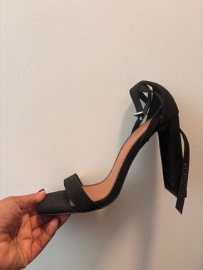 ASOS Black Suede Ankle Tie Block Heel Sandal